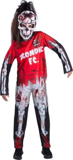 Zombie FC - Rødt Zombie Fotballkostyme til Barn - 10-12 ÅR
