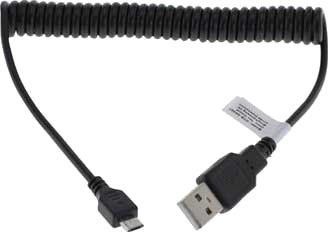 Micro USB Spiral Kabel Svart 0.5m-1.2m