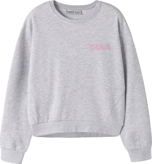 Name It Collegegenser NkfVima Light Grey Melange/Team Name It 11 12 år (146 152) Collegegenser Grå Rosa