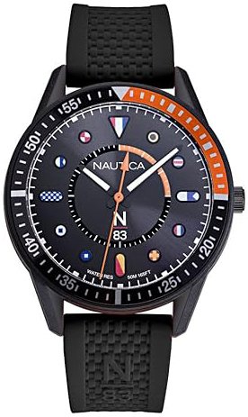 Nautica Herreklokke NAPSPVC01 N83 Sort/Gummi Ø43 mm