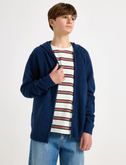 Lindex Sweatshirt Zip Hood Knitted Navy 146/152 Lindex Sweatshirt Zip Hood Knitted Navy 146/152