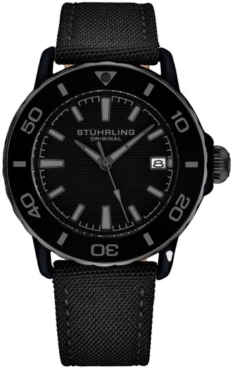 Stührling Original Herreklokke 4041.3 Explorer Sort/Lær Ø40 mm