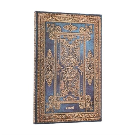 2026 Blue Luxe (Luxe Design) Maxi 12 month Vertical Hardcover Flexi Dayplanner 2026 (Elastic Band Closure)