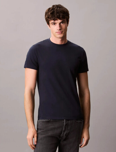 Calvin Klein Ss Slim Stretch Cotton Crewnk Te - Navy - S Calvin Klein Ss Slim Stretch Cotton Crewnk Te - Navy - S
