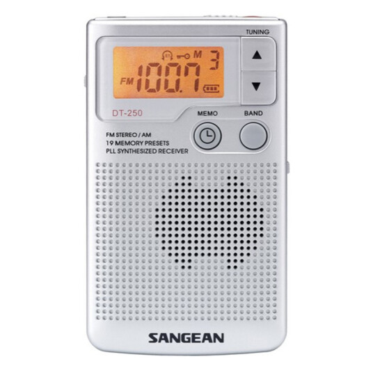 Sangean DT-250 AM/FM Stereo Lommeradio Sølv Sangean DT-250 AM/FM Stereo Lommeradio Sølv