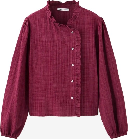 Mango Teen Wrap-Front Blouse With Ruffle Detail - DARK RED - XXS