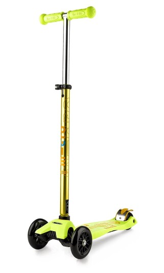 Micro Maxi Deluxe sparkesykkel for barn 5-12 år tre hjul neongul Micro Maxi Deluxe sparkesykkel for barn 5-12 år tre hjul neongul