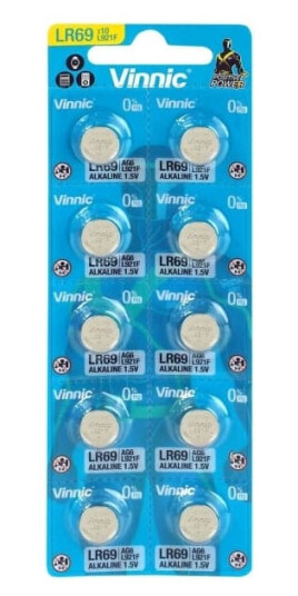 VINNIC ALKALINE BUTTON BATTERIES MINI G6/AG6/LR69 BLISTER 10PCS L921F