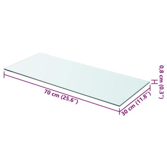 vidaXL Hyllepanel klart glass 70x30 cm