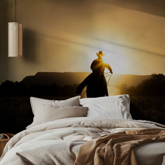 Tapet   Solnedgang Cowboy