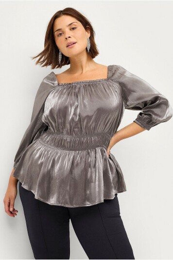 Zizzi - Bluse mFanny 3/4 Blouse - Sølv