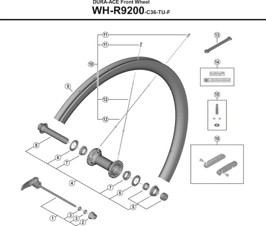 Shimano Dura Ace eiker 275mm lang til forhjul modell WH-R9200-C36-TU-F