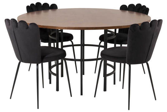 Venture Design Copenhagen & Limhamn spisegruppe Brun/svart 4 st stoler & bord 140 cm