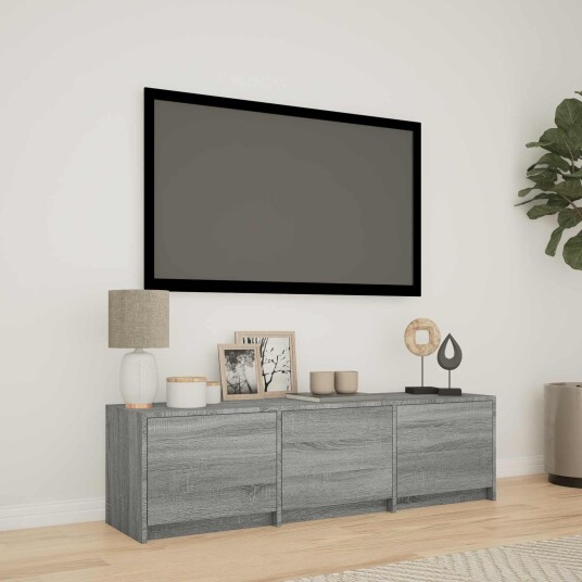 TV benk med LED Grå Sonoma 140 x 34 x 40 cm Konstruert tre TV benk med LED Grå Sonoma 140 x 34 x 40 cm Konstruert tre