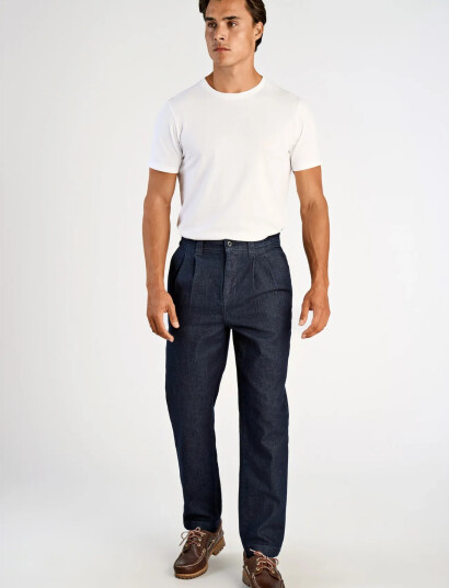 Lindbergh Indigo Double Pleat Pants Navy L