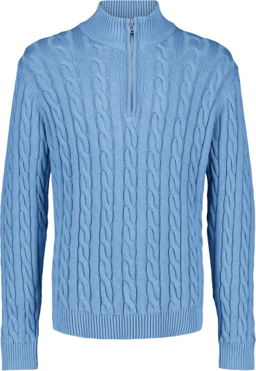Lindbergh Cabel Zip Neck Knit Blue XL