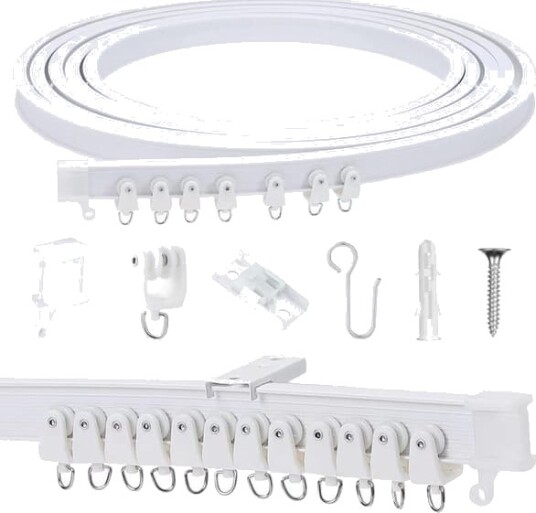 3 m Fleksibel Gardinskinne i PVC Bøybar Gardinskinne for Tak Soverom Bad Balkong og Romdeler