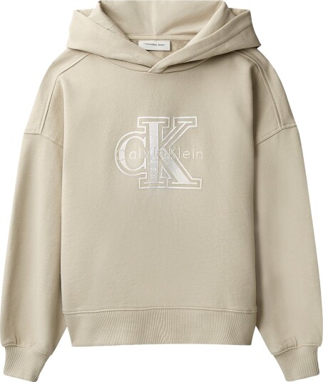Calvin Klein Hettegenser Fløyelsmonolog Antikk Marble Grey Calvin Klein 12 år 152 Hettegenser Beige