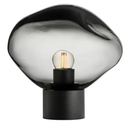 Crystal Stone bordlampe med svart base Røykgrå
