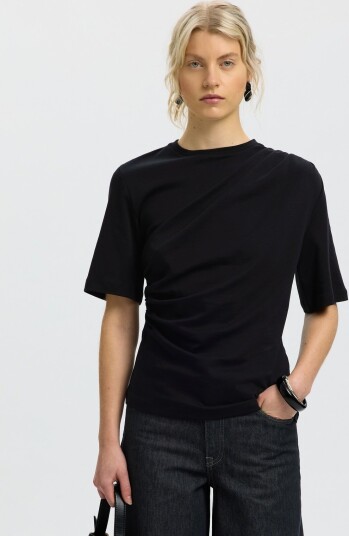 Selected Femme Oline T-skjorte i Bomullsjersey Sort XL