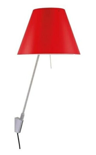 Luceplan Costanza Vegglampe Dimbar Aluminium M. Rød Skjerm