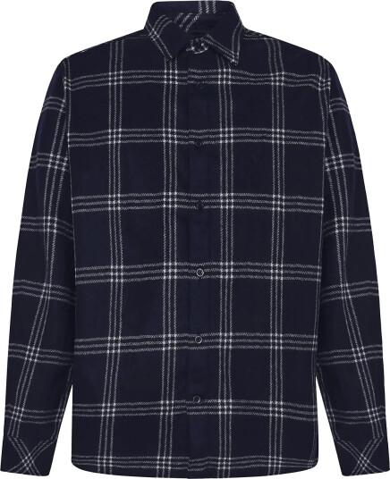 Knowledge Cotton Apparel Merino Wool Checked Shirt Rws   Navy   L