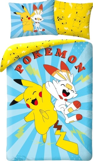 Pokemon Pikachu Og Scorbunny Sengetøj 100 Procent Bomuld