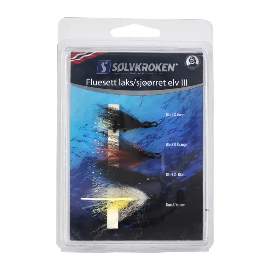 Sølvkroken Laks/Sjøørret III   4pk   Fluesett