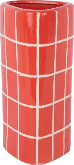 Present Time Vase Retro Tiles Rød