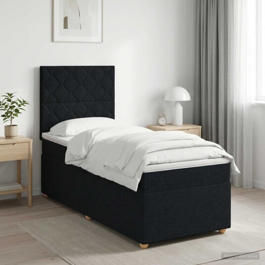 vidaXL Kontinentalseng med madrass Svart 80 x 200 cm Stoff