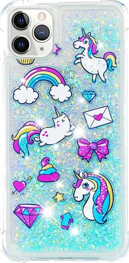 Trolsk Mobildeksel med Flytende Glitter Magisk Enhjørning (iPhone 11 Pro)