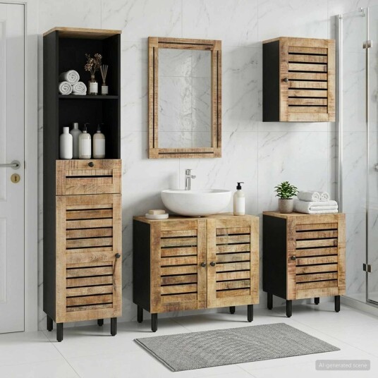 vidaXL Baderomsskapsett 5 stk. Naturlig 38 x 33 x 160 cm
