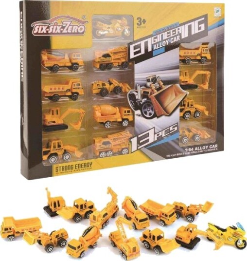Diecast Anleggskjøretøy 13-Pakning Metallbiler Med Realistiske Detaljer