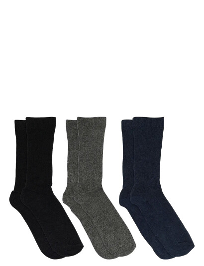 mp Denmark Fine Cotton Rib Socks 3-Pack - Black - 37/39