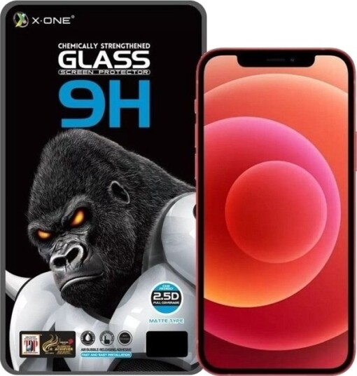X-One Glass Herdet Full Cover Ekstra Sterk Matt Skjermbeskytter Til iPhone 13/13 Pro/14 (Full Lim) Svart