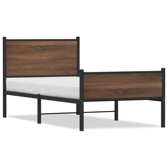  Sengeramme i metall med hode- og fotgavl brun eik 80x200 cm 8721102955365