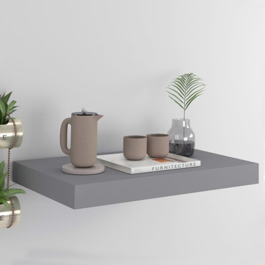 Flytende vegghylle grå 40x23x3,8 cm MDF 8720286074787