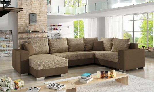 Seksjon Eltap Marco 312x210x92 cm Berlin 03 Myk 15 Beige Brun Venstre