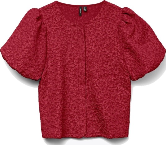 Vero Moda Merle Short Sleeve Puff Cardigan Rød M