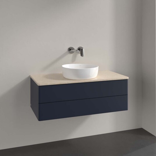 Villeroy & Boch Antao Servantskap med 2 skuffer 100x50x36 cm m/lys Blå Matt/Crème Villeroy & Boch Antao Servantskap med 2 skuffer 100x50x36 cm m/lys Blå Matt/Crème