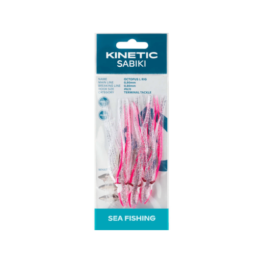 Kinetic Sabiki Octopus 6/0 Rosa/Selvlysende hekle