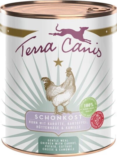 Terra Canis Våtfôr Sparepakke First Aid Skånsom Kost Med Gulrot Potet Cottage Cheese & Kamille Kylling 12 X 800 G