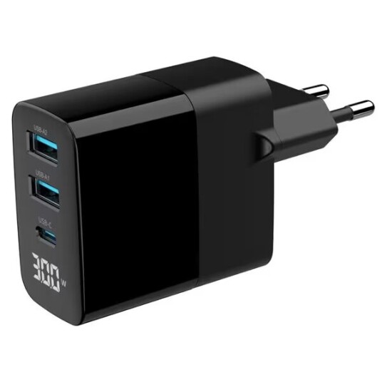 Gembird 30W GaN USB-lader med 2xUSB og 1xUSB-C - Svart Gembird 30W GaN USB-lader med 2xUSB og 1xUSB-C - Svart