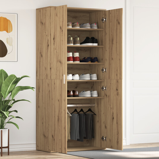 Sko skap Håndlaget eik 80x39x180 cm Konstruert tre Sko skap Håndlaget eik 80x39x180 cm Konstruert tre