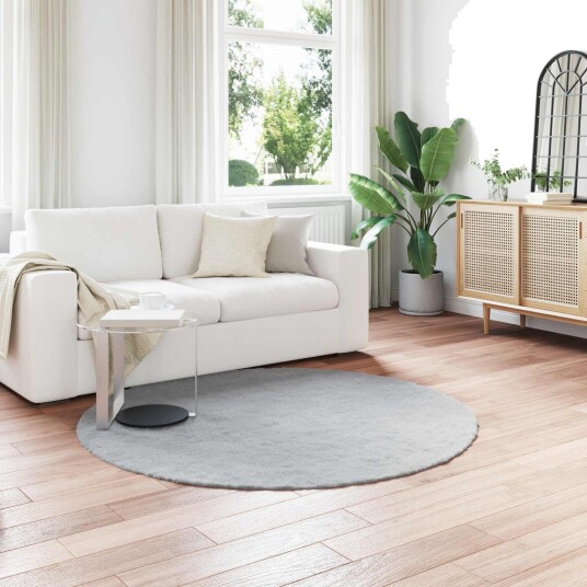 Kunstpels Kanin Teppe Olite Grå Ø 200 cm Polyester Kunstpels Kanin Teppe Olite Grå Ø 200 cm Polyester