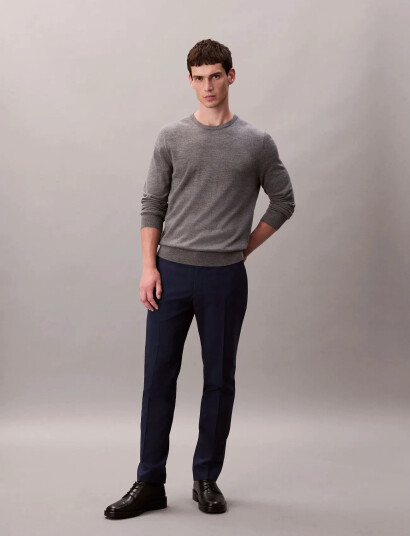 Calvin Klein Italian Wool Blend Slim Trouser - Navy - 46