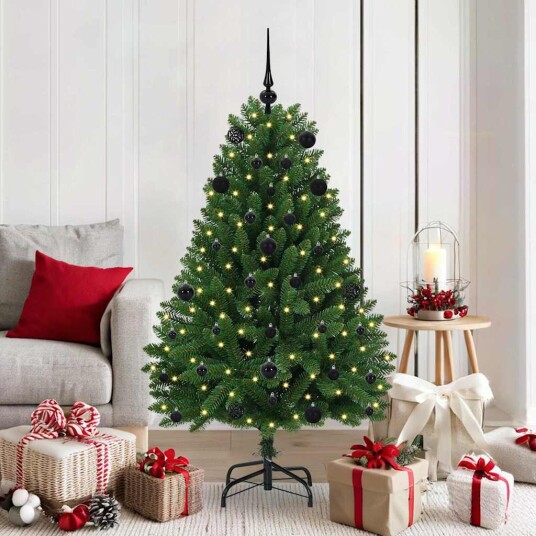  Kunstig juletre med LED  stripelys grønn 150 cm PVC og metall