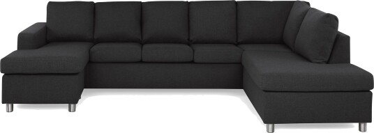 Crazy 5 seters Høyrevendt U formet X Large Sofa med Divan og Sjeselong i Stoff   Antrasitt