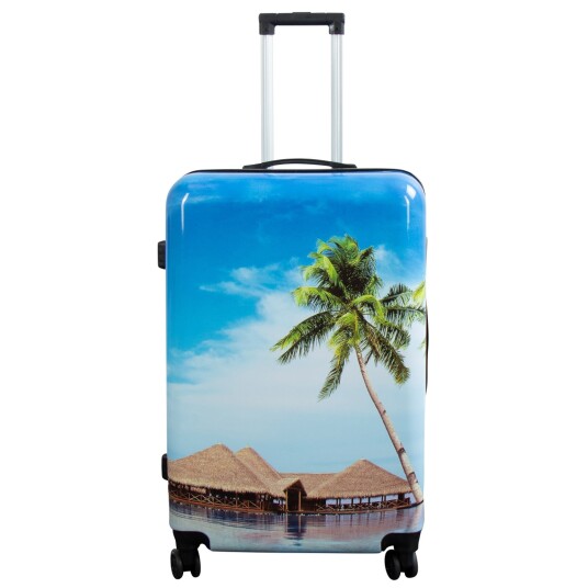Borg Living Stor koffert - Hardcase koffert med motiv - Strand og palmer - Eksklusiv lettvektskoffert