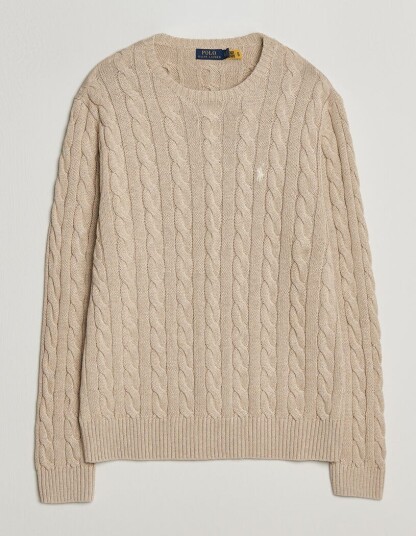 Polo Ralph Lauren Cotton Cable Pullover Jicama Brown Heather